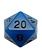 Metallic Dice Game D20 35 mm Acrylic Glow in the Dark Bleu/Noirs