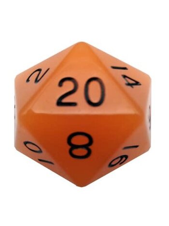 Metallic Dice Game D20 35 mm Acrylic Glow in the Dark Orange/Noirs