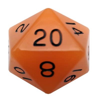 Metallic Dice Game D20 35 mm Acrylic Glow in the Dark Orange/Noirs