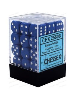 Chessex Set 36 d6 12mm Opaque Blue/White