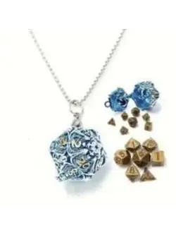 Pendentif D20 - Spectres Sinistres Bleu Glacial