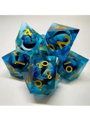 Ensemble 7D Poly - Oeil de Dragon Bleu