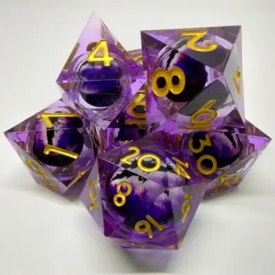 Ensemble de 7D Poly Oeil de Dragon Mauve