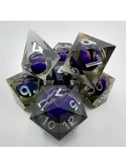 Ensemble 7D Poly - Oeil de Dragon Fumée avec Oeil Mauve