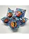 Set 7D Poly - Dragon Eye Translucent with Red Eye and Blue Numbers