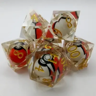 Set 7D Poly - Poké-Ball Translucent Gold Numbers