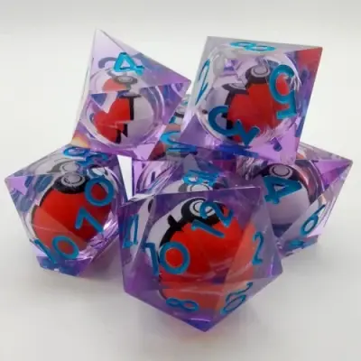 Copy of Ensemble 7D Poly - Poké-Ball Translucide Chiffres Dorés