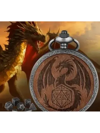 Metal Pocket Dice Case Dragon on Dark Wood