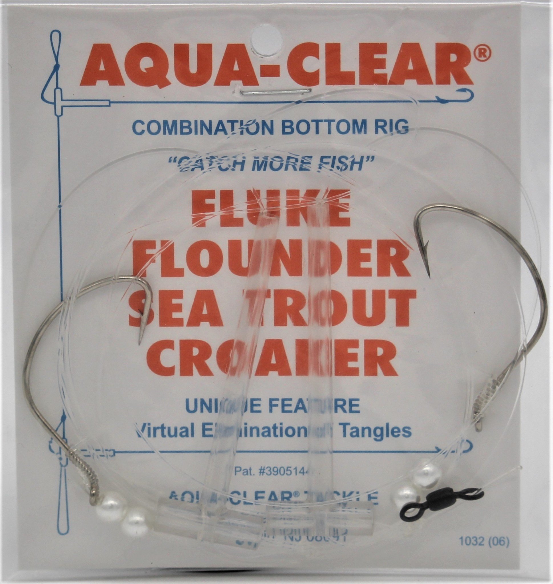 Aqua Clear Aqua-Clear FW-2P Hi/Lo Fluke/Weakfish 2/0 Nickel Wide Gap Hooks  w/Pearl Beads Rig - Fin-atics Marine Supply Ltd. Inc.