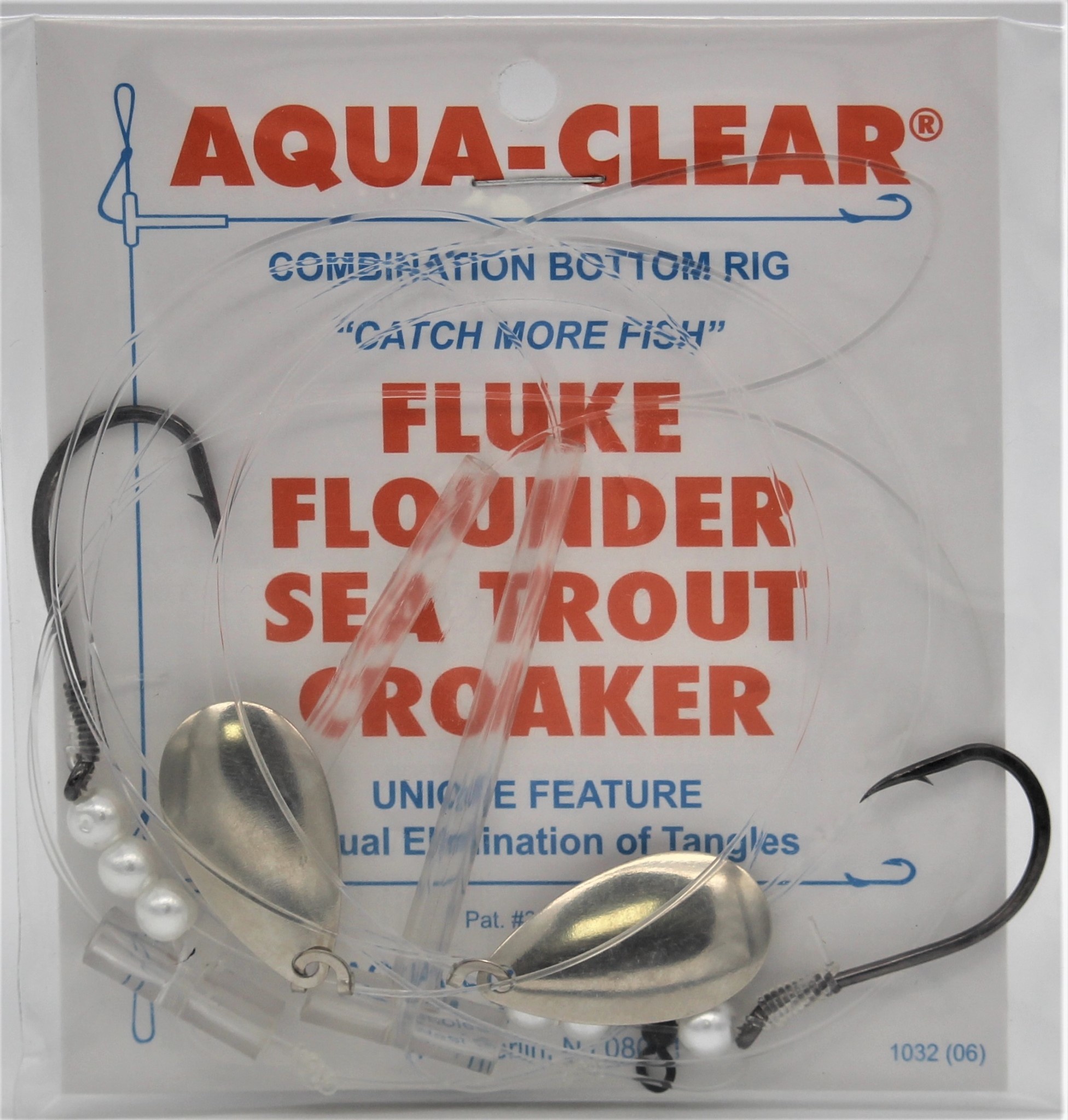 Aqua Clear Aqua-Clear FW-24BNPS Hi/Lo Fluke/Weakfish 4/0 Black Nickel  Octopus Hooks w/Pearls and Spinners Rig