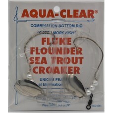 Aqua Clear Aqua-Clear FW-24PS Hi/Lo Fluke/Weakfish 4/0 Nickel Wide Gap Hooks w/Pearls and Spinners Rig
