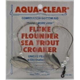 Aqua Clear Aqua-Clear FW-24PS Hi/Lo Fluke/Weakfish 4/0 Nickel Wide Gap Hooks w/Pearls and Spinners Rig