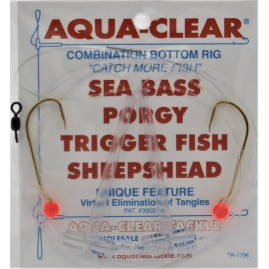 Aqua-Clear Tackle Aqua-Clear SP-1B Hi-Lo Sea Bass/Porgy Rig - 1/0 Gold Beak Hooks w/Red Beads