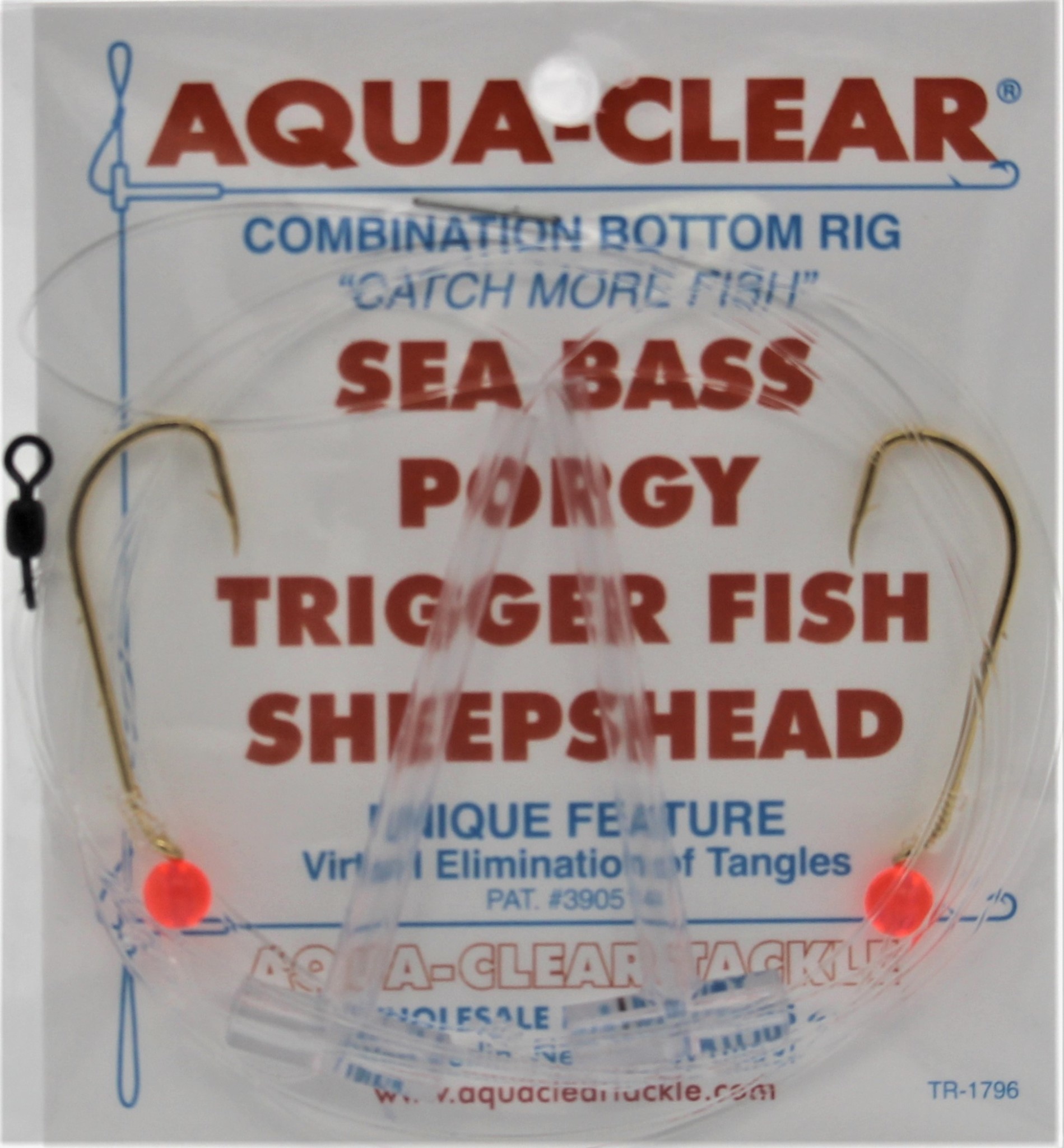 Aqua Clear Aqua-Clear SP-1B Hi-Lo Sea Bass/Porgy Rig - 1/0 Gold Beak Hooks  w/Red Beads - Fin-atics Marine Supply Ltd. Inc.