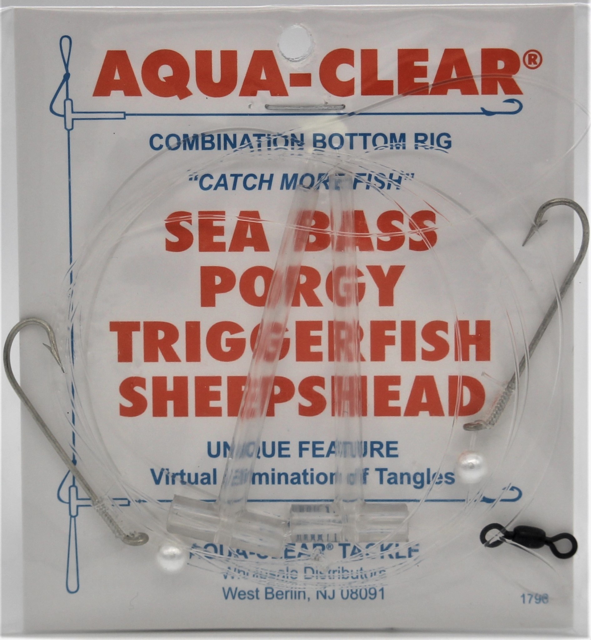 Aqua Clear Aqua-Clear SP-26P Hi-Lo Sea Bass/Porgy Rig - #6 Long Shank Hooks  w/Pearl Beads - Fin-atics Marine Supply Ltd. Inc.