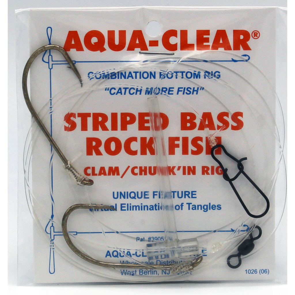 Aqua-Clear Tackle Aqua-Clear ST-6 Striped Bass 6/0 Bronze Baitholder Hooks 36" Leader Tandem Rig