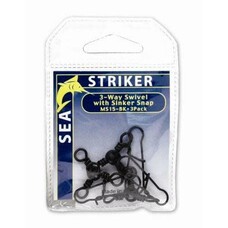 Sea Striker Sea Striker MS15-BK Black 3-Way Swivel w/Snap 3pk