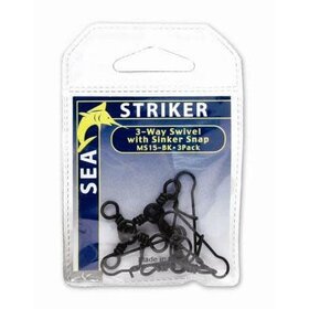 Sea Striker Sea Striker MS15-BK Black 3-Way Swivel w/Snap 3pk