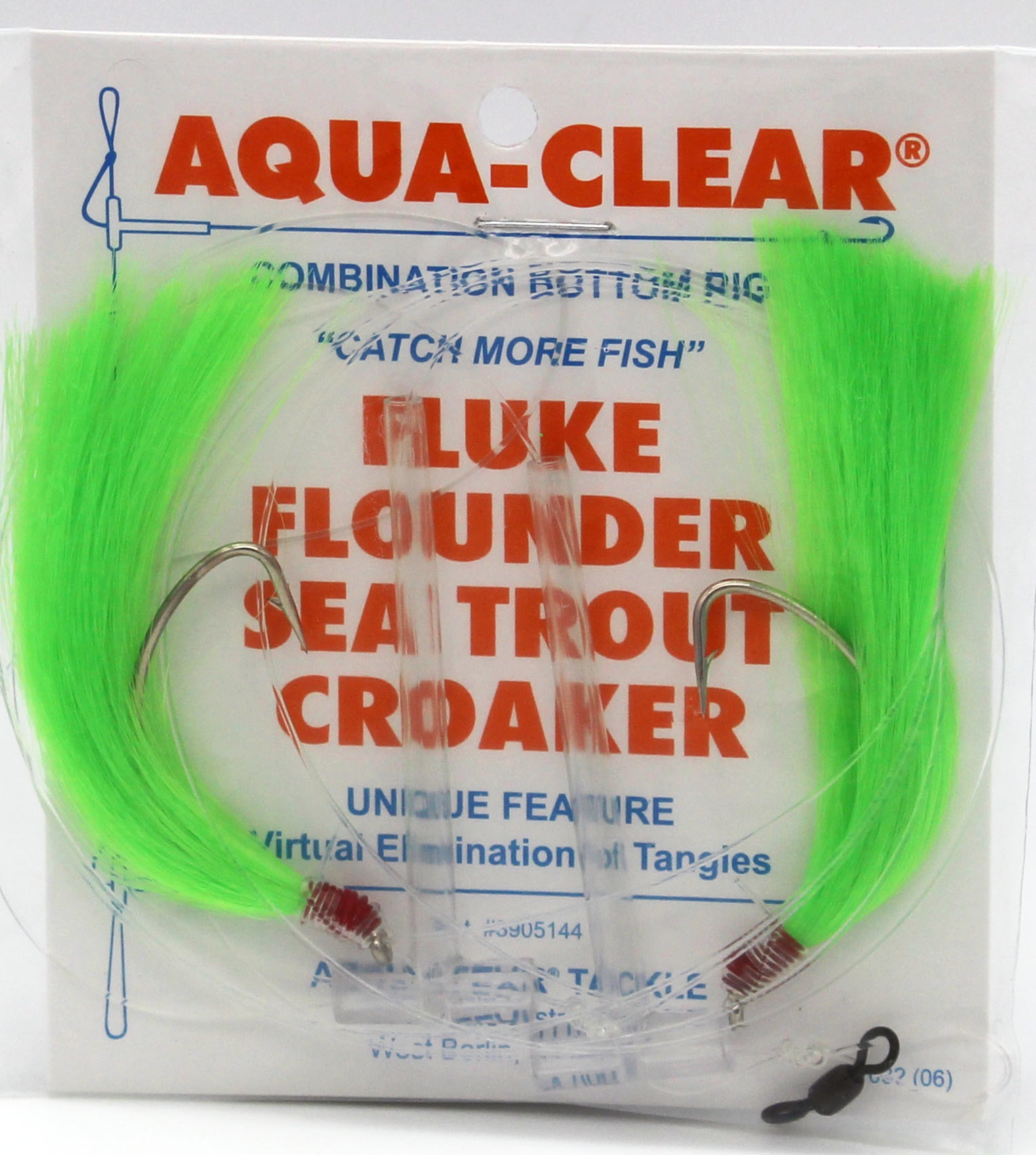 Aqua Clear Aqua-Clear Fluke/Weakfish Hi-Lo Rig w/Double Fishair & 3/0  Nickel Wide Gap Hooks
