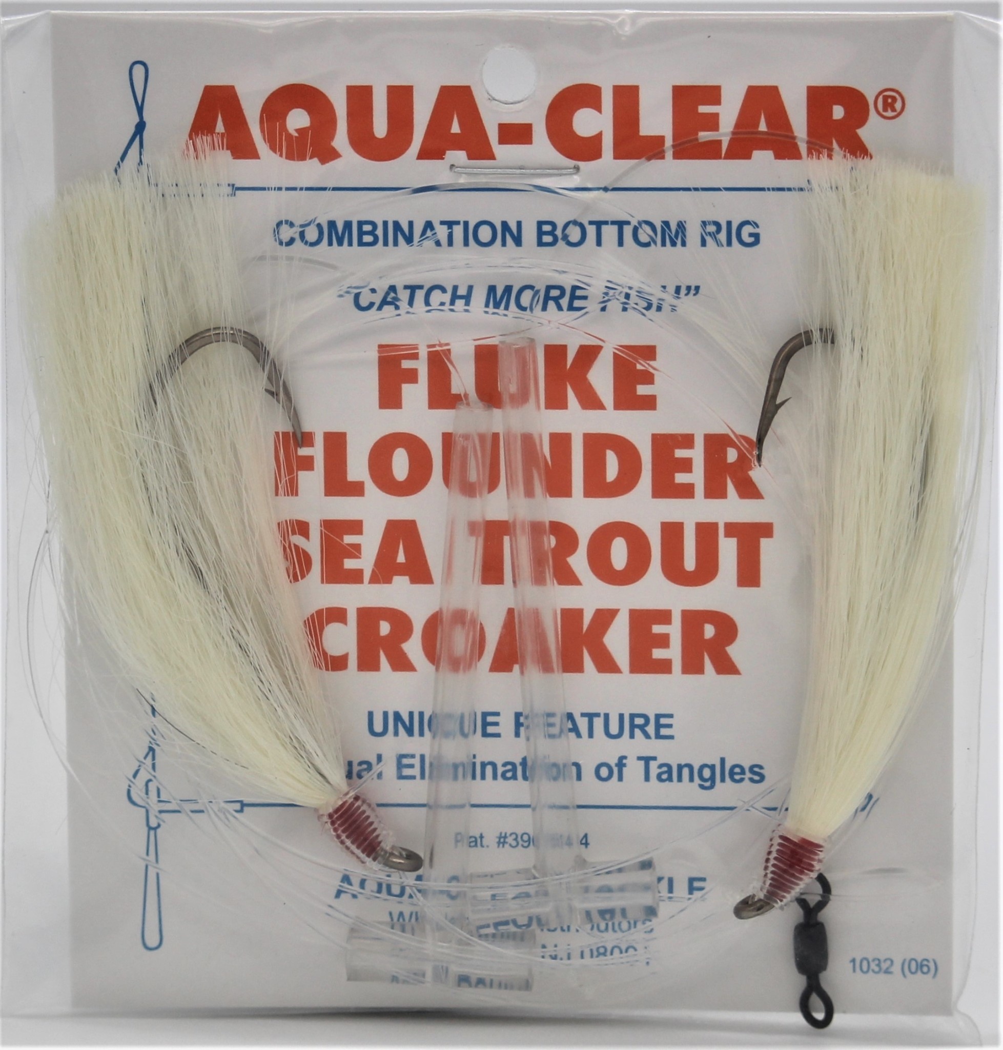 Aqua Clear Aqua-Clear Hi-Lo Fluke/Weakfish Double Fishair & 3/0 Long Shank  Hooks Rig