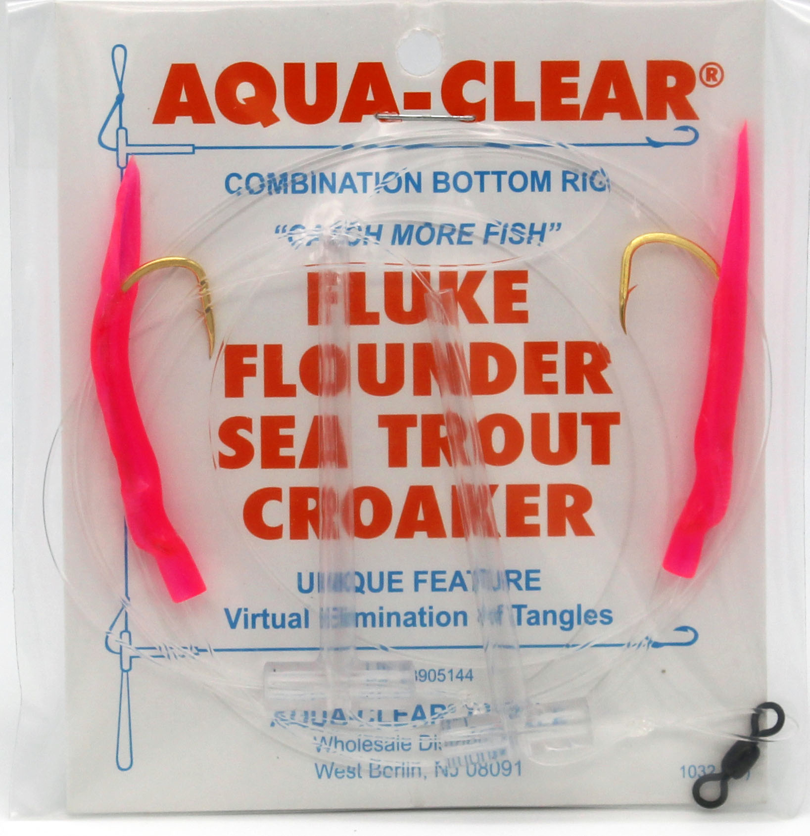 Aqua Clear Aqua-Clear Fluke/Weakfish Hi-Lo Rig w/Tubes & 2/0 Gold Beak Hooks