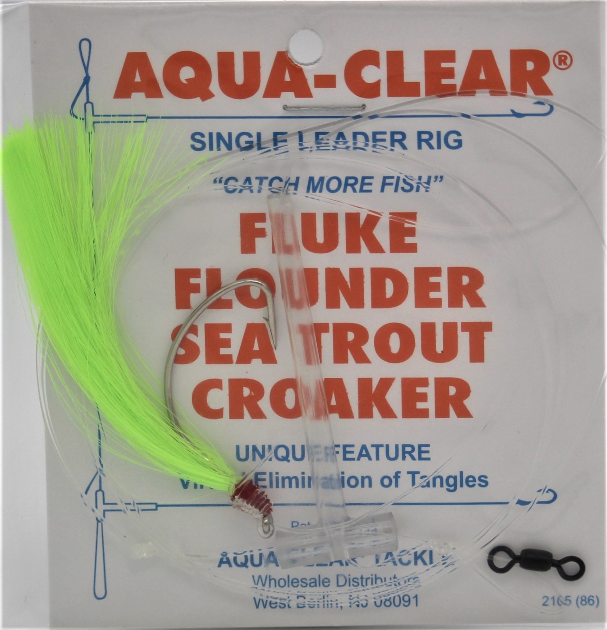 Aqua Clear Aqua-Clear Fluke/Weakfish 3/0 Single Nickel Wide Gap Hook  w/Fishair Rig