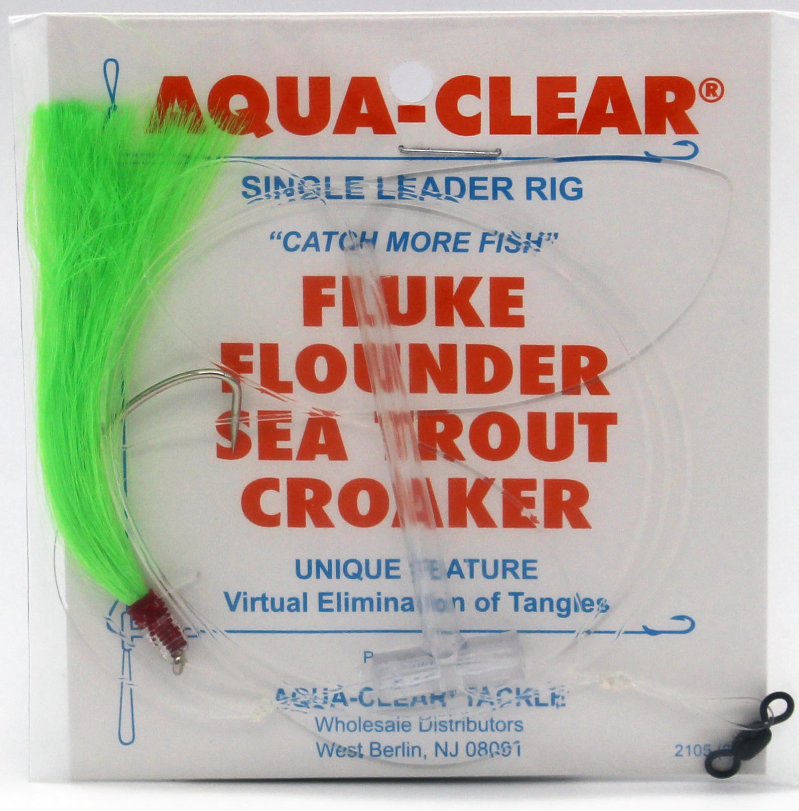 Aqua Clear Aqua-Clear Fluke/Weakfish 3/0 Single Nickel Wide Gap Hook  w/Fishair Rig