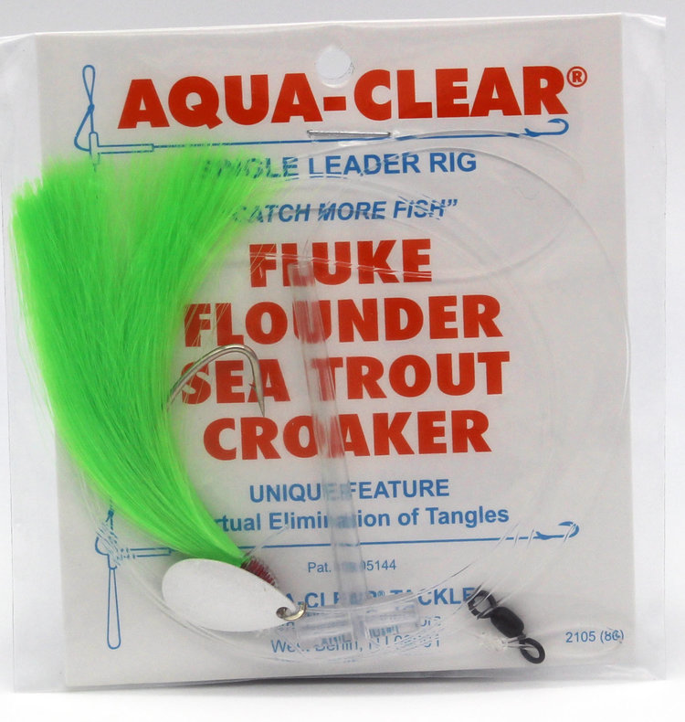 Aqua Clear Aqua-Clear Fluke/Weakfish 3/0 Single Nickel Wide Gap Hook w/XL Spinner & Fishair Rig