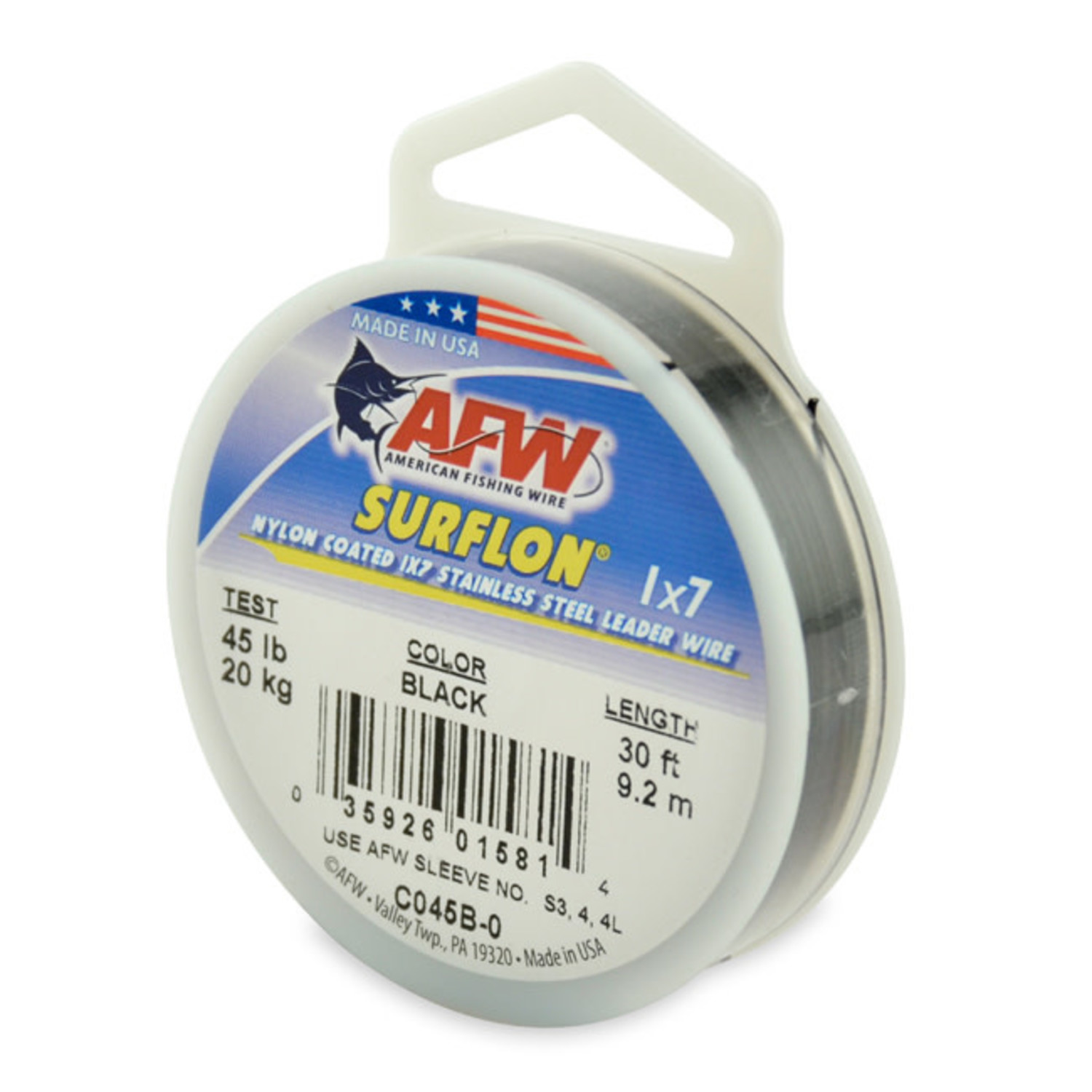 AFW Surflon 1x7 Nylon Coated Stainless Steel Leader Wire - Black