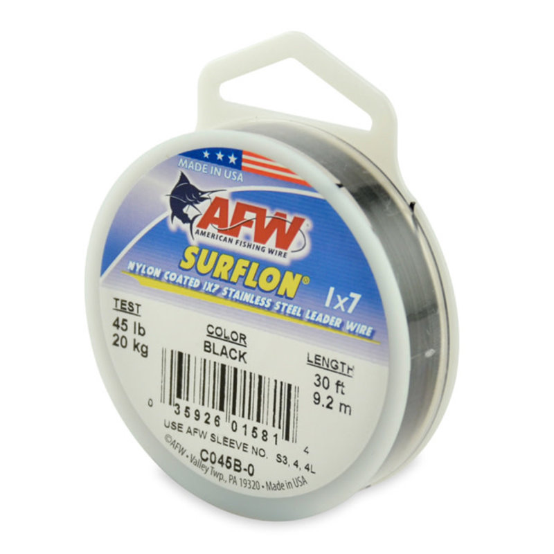 American Fishing Wire AFW Surflon 1x7 Nylon Coated Stainless Steel Leader Wire - Black