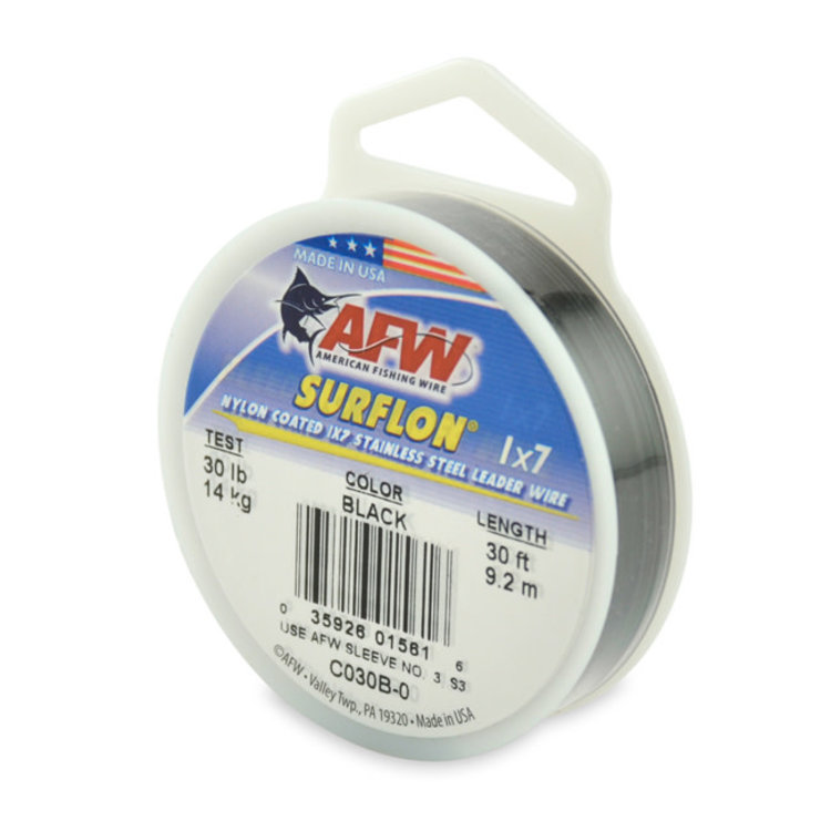 American Fishing Wire AFW Surflon 1x7 Nylon Coated Stainless Steel Leader Wire - Black