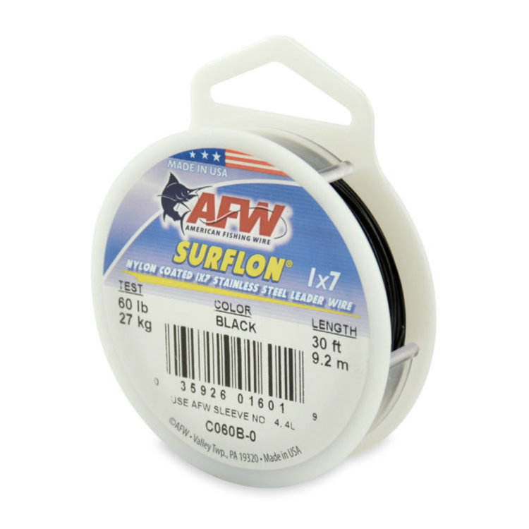 American Fishing Wire AFW Surflon 1x7 Nylon Coated Stainless Steel Leader Wire - Black