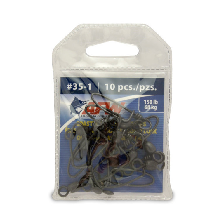 American Fishing Wire AFW Brass Coastlock Snap Crane Swivels - Black