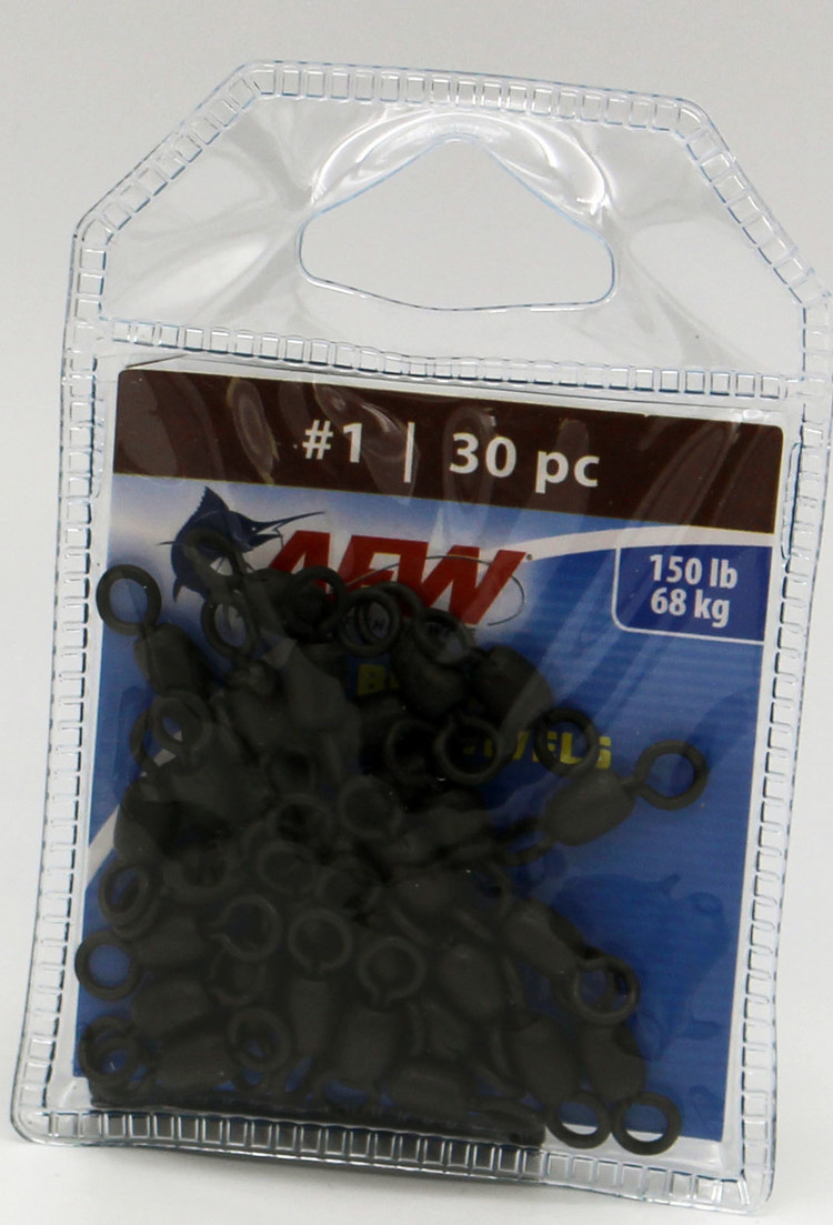 American Fishing Wire AFW Brass 3-Way Swivel w/Stainless Steel Rings - Black