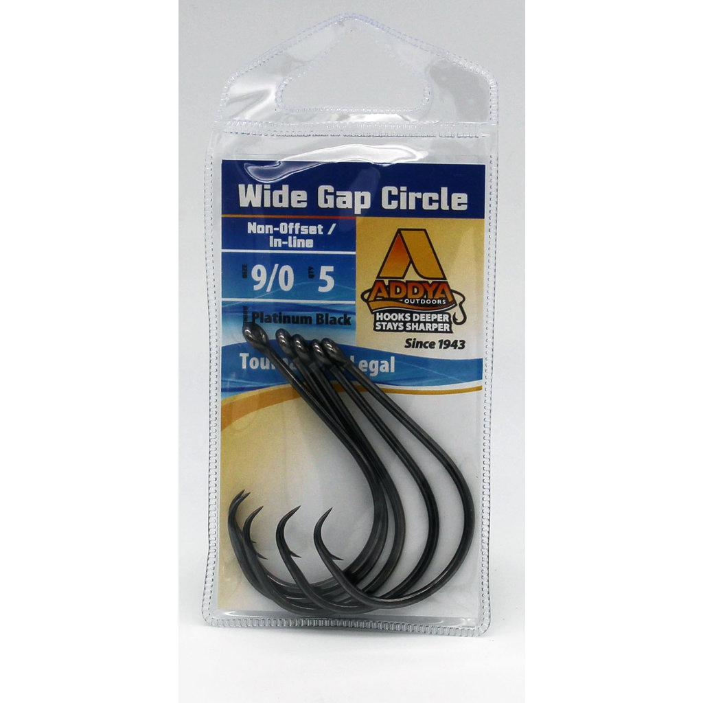 Addya Outdoors Addya Wide Bite Octopus Inline Circle Hooks (Non-Offset) - Black Nickel
