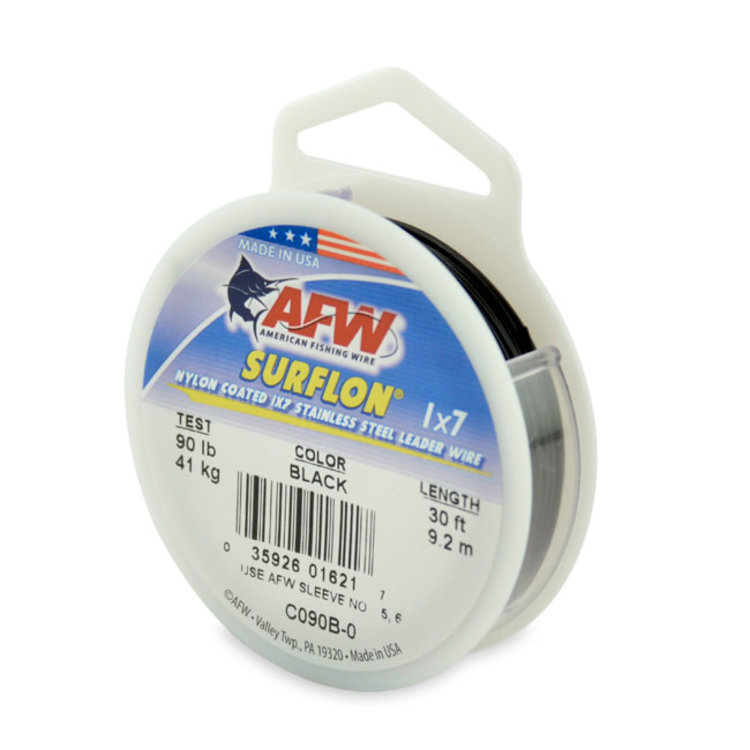 American Fishing Wire AFW Surflon 1x7 Nylon Coated Stainless Steel Leader Wire - Black