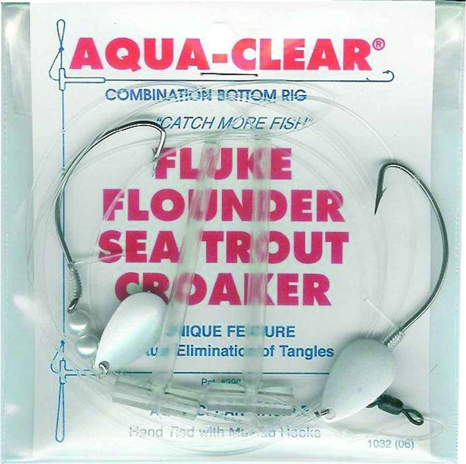 Aqua-Clear FW-2P2S Hi/Lo Fluke/Weakfish 2/0 Nickel Wide Gap Hooks w/Pearls  and 2 Spinners Rig - Fin-atics Marine Supply Ltd. Inc.