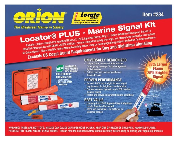 Orion Safety Products Orion #234 Locator Plus 3 Signal Kit with Whistle & Flag in Floating Case