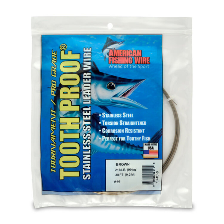 American Fishing Wire AFW Tooth Proof Stainless Steel Single Strand Leader Wire 30ft Coil - Camo Brown