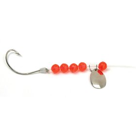 Sea Striker Sea Striker Snelled Wide Gap Hook Nickel Spinner, Red Beads  w/12" Leader S503R