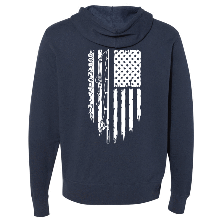 Fin-atics Fin-atics OC Fishin Flag Lightweight Full-Zip Hoodie