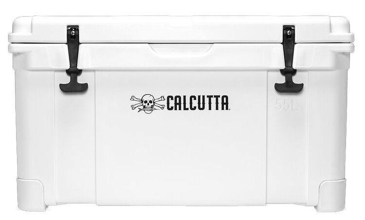 Calcutta Calcutta Renegade Cooler 55 Liter White w/Removeable Tray & LED Drain Plug, EZ-Lift Rope Handle