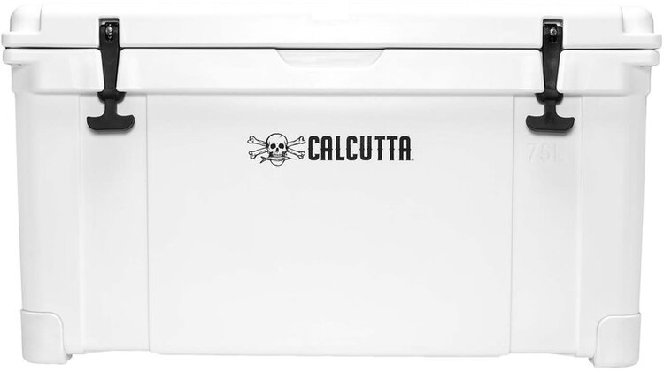 Calcutta Calcutta Renegade Cooler 75 Liter White w/Removeable Tray Divider & LED Drain Plug, EZ-Lift Rope Handle