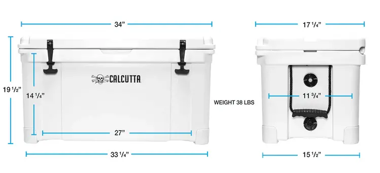 Calcutta Calcutta Renegade Cooler 75 Liter White w/Removeable Tray Divider & LED Drain Plug, EZ-Lift Rope Handle