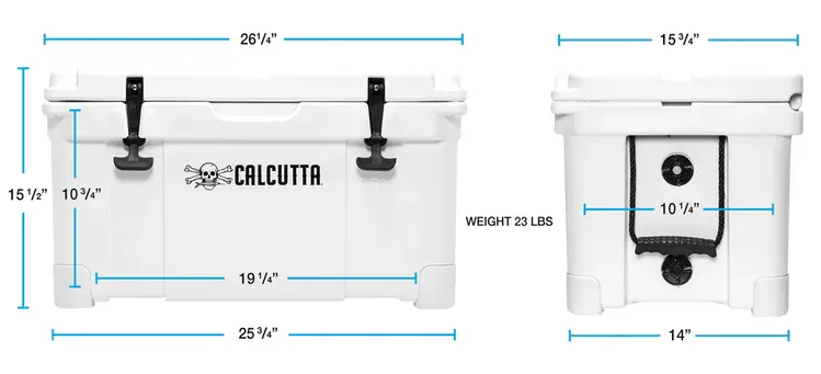 Calcutta Calcutta Renegade Cooler 35 Liter White w/Removeable Tray & LED Drain Plug, EZ-Lift Rope Handles