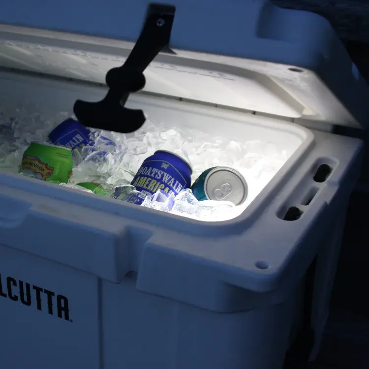 Calcutta Calcutta Renegade Cooler 35 Liter White w/Removeable Tray & LED Drain Plug, EZ-Lift Rope Handles