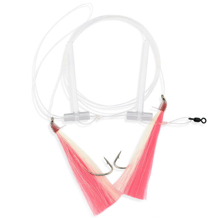 Aqua Clear Aqua-Clear, Hi-Lo Mixed Color Hair Teaser Rig, Flounder/Fluke/SeaTrout/Weakfish/Croaker, 3/0 Nickel Wide Gap Hook, AFW Swivel, 40 lb Mono, T-Standoff