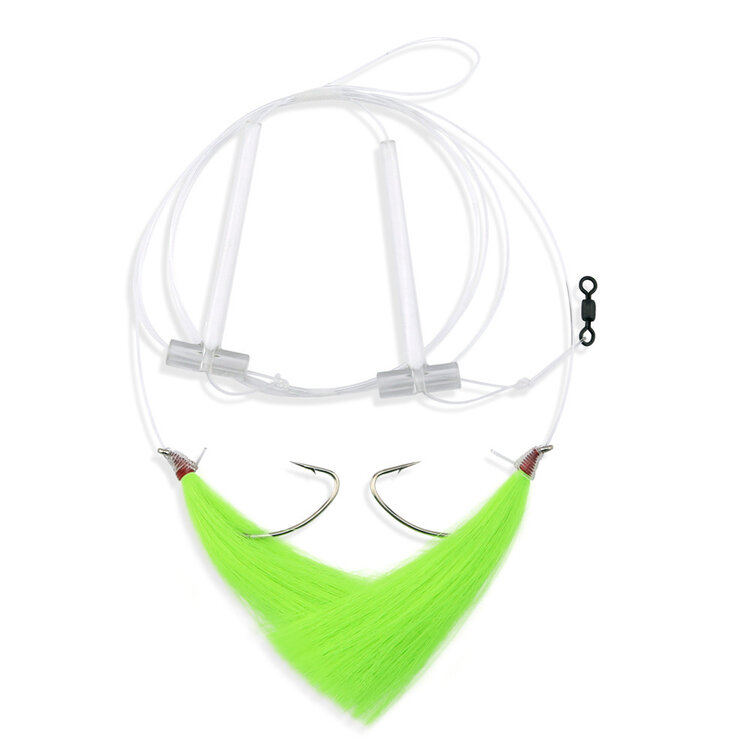 Aqua Clear Aqua-Clear, Hi-Lo Solid Color Hair Teaser Rig, Flounder/Fluke/SeaTrout/Weakfish/Croaker, 3/0 Nickel Wide Gap Hook, AFW Swivel, 40 lb Mono, T-Standoff