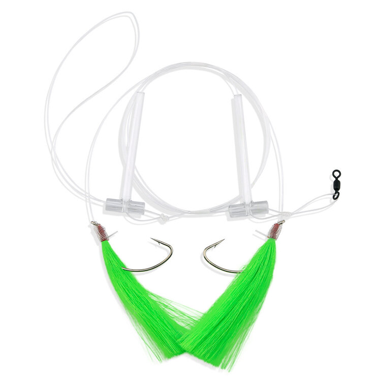 Aqua Clear Aqua-Clear, Hi-Lo Solid Color Hair Teaser Rig, Flounder/Fluke/SeaTrout/Weakfish/Croaker, 3/0 Nickel Wide Gap Hook, AFW Swivel, 40 lb Mono, T-Standoff