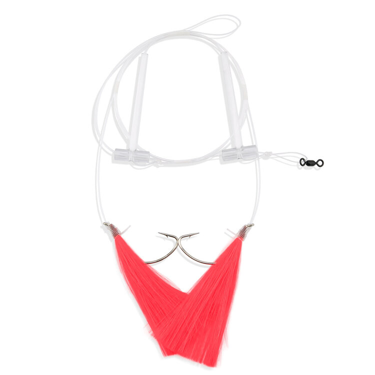 Aqua Clear Aqua-Clear, Hi-Lo Solid Color Hair Teaser Rig, Flounder/Fluke/SeaTrout/Weakfish/Croaker, 3/0 Nickel Wide Gap Hook, AFW Swivel, 40 lb Mono, T-Standoff